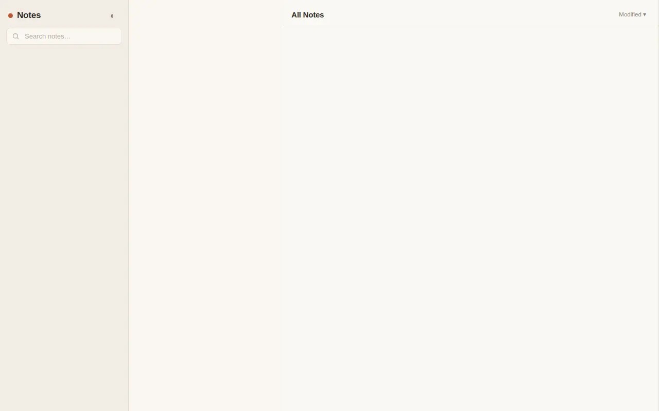Initial view of Notes