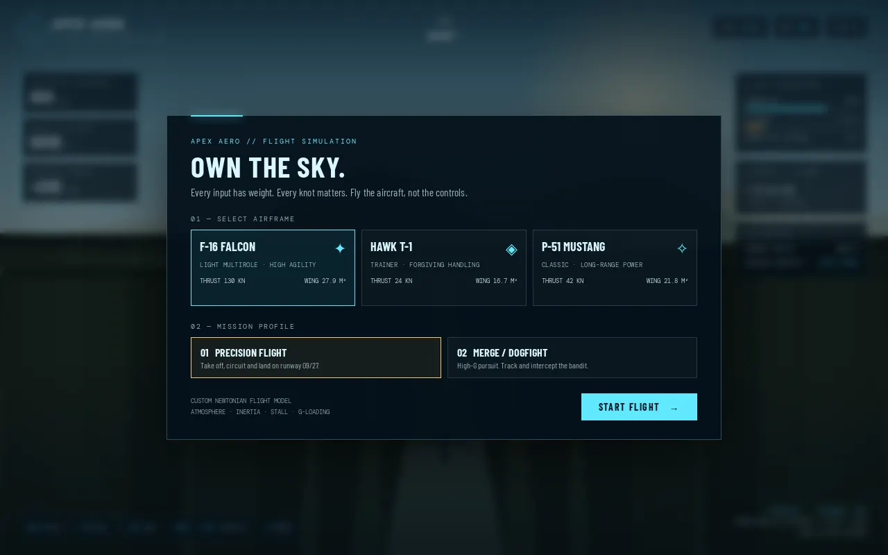 Initial view of Flight Simulator