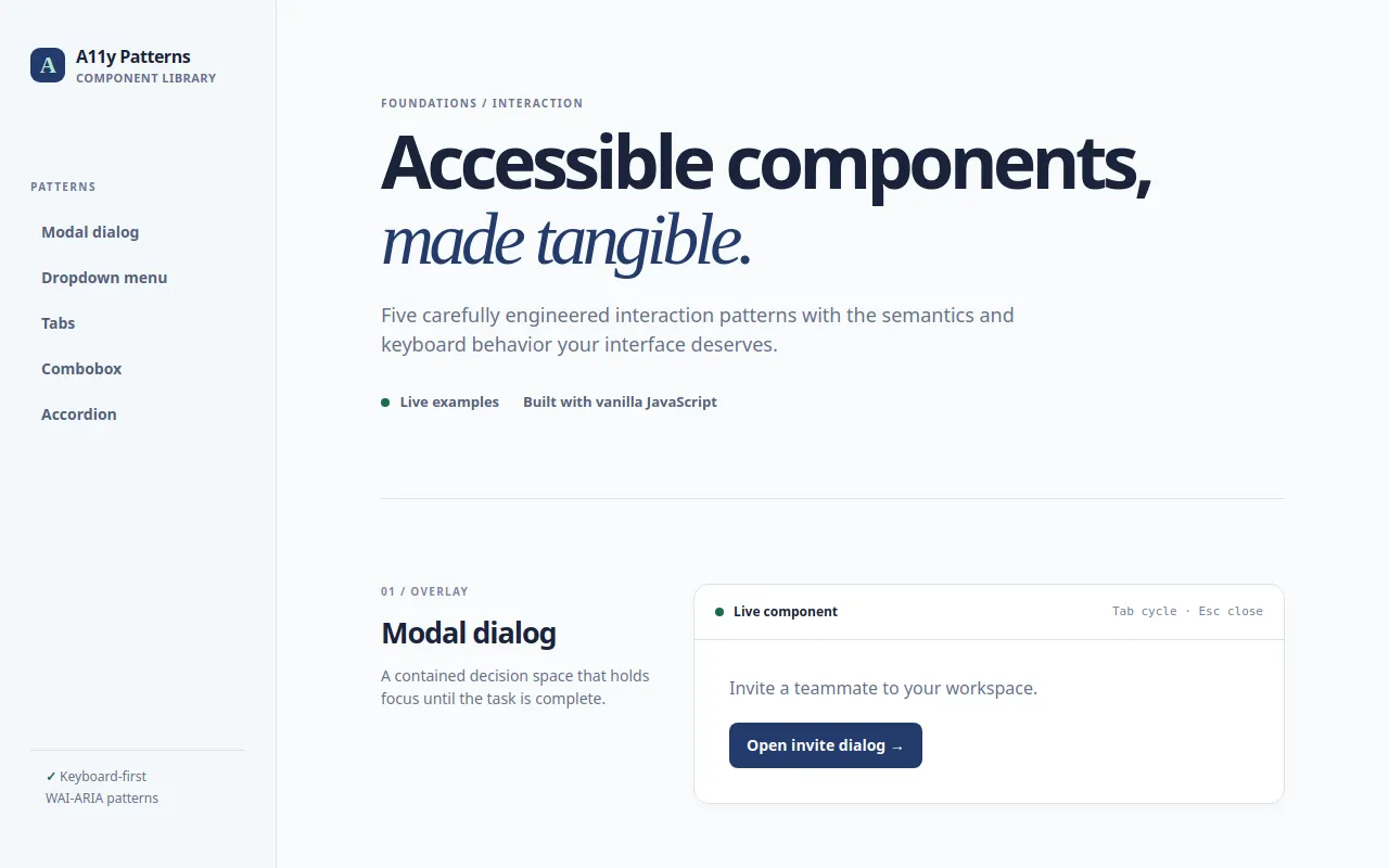 Initial view of Accessible Components