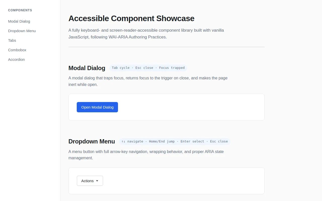 Initial view of Accessible Components