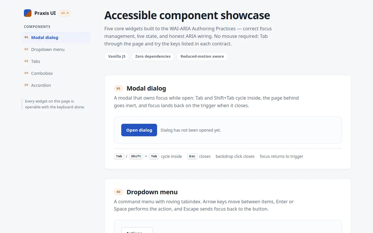 Initial view of Accessible Components