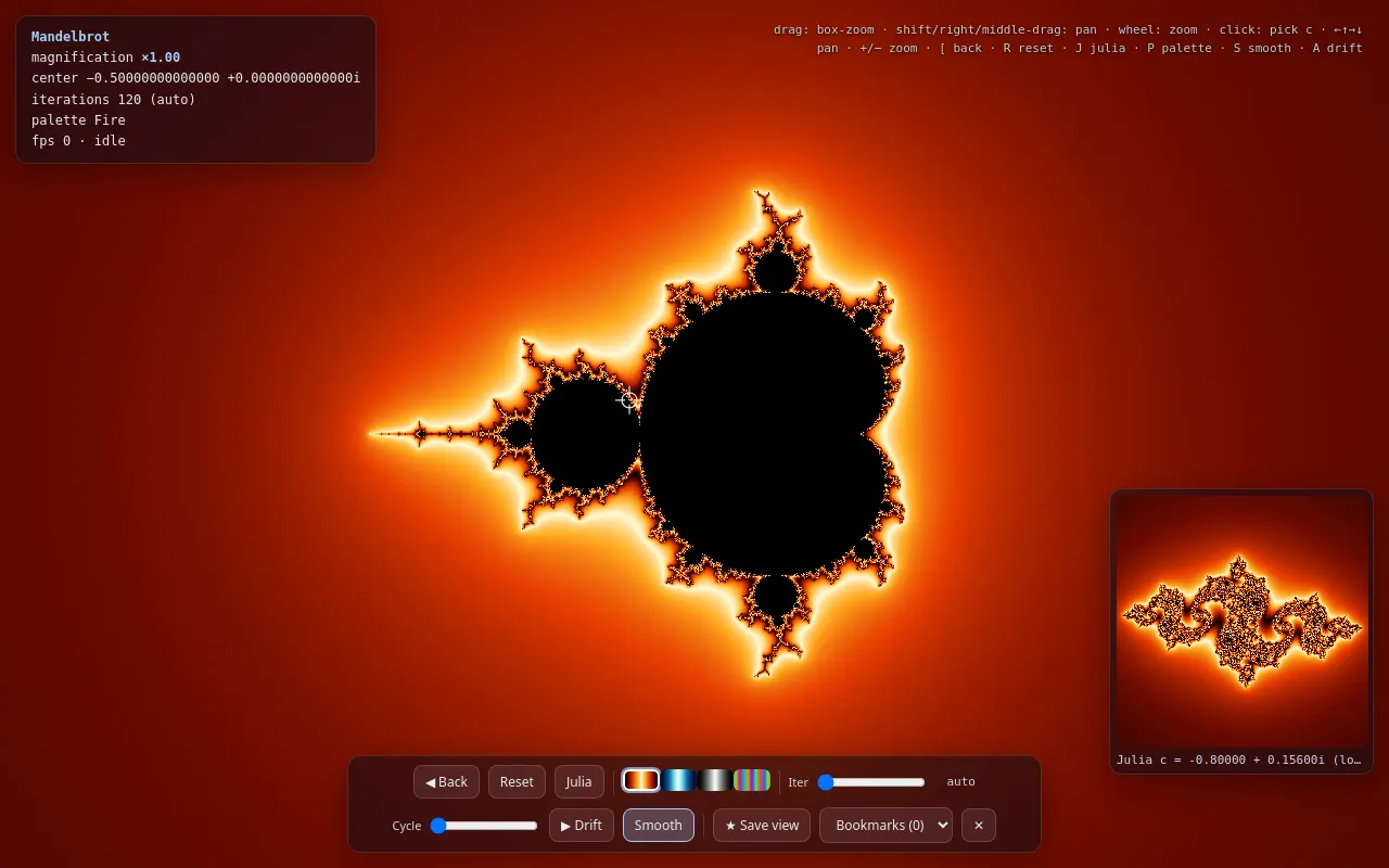 Initial view of Fractal Explorer