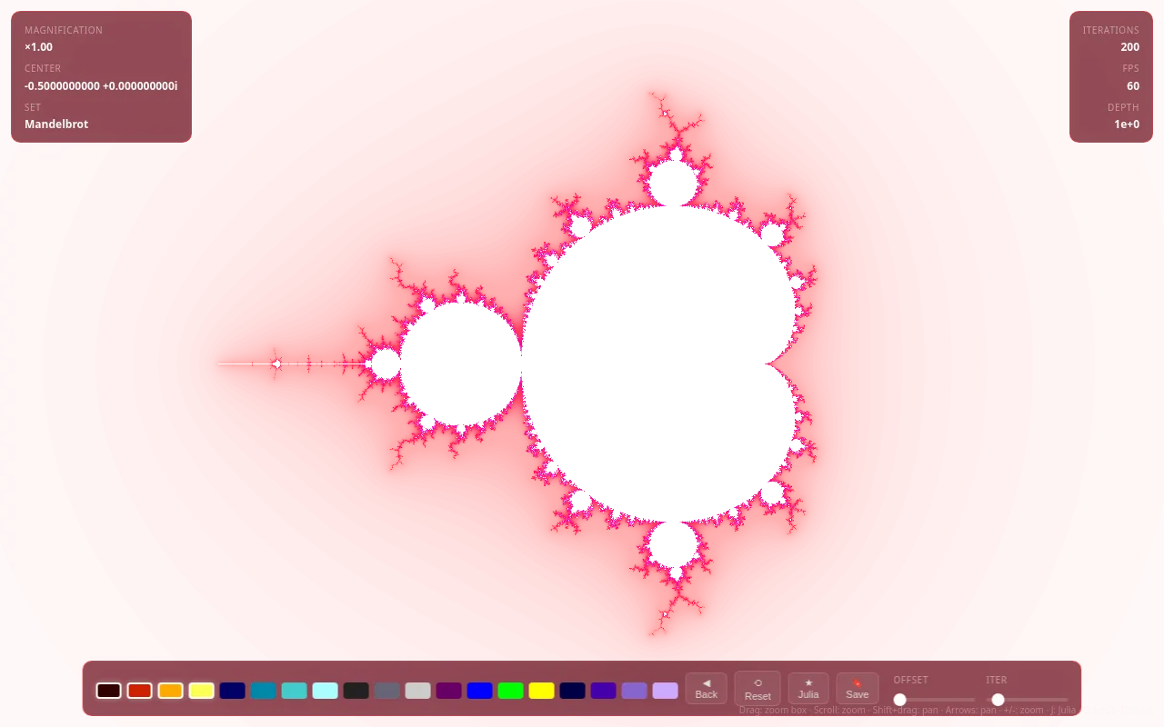 Initial view of Fractal Explorer
