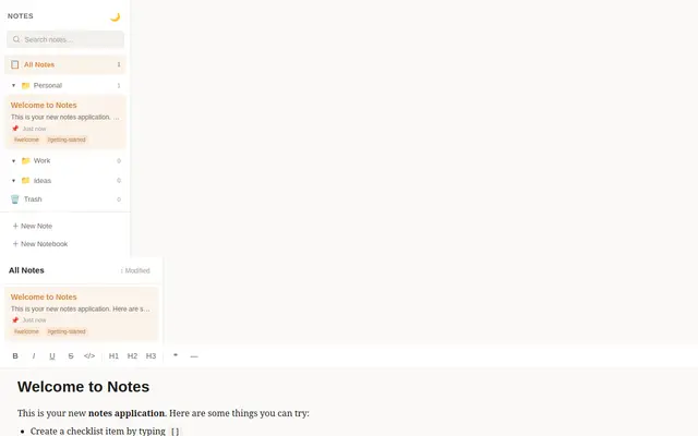 Notes screenshot