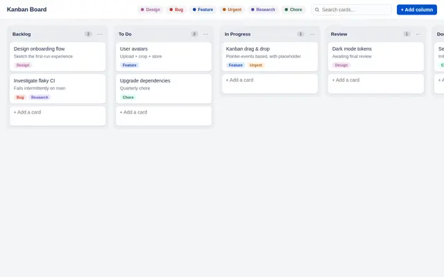 Kanban screenshot