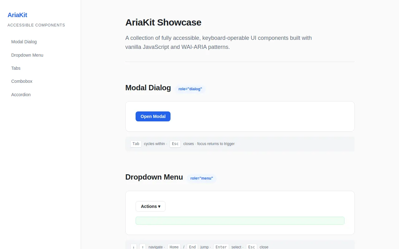 Initial view of Accessible Components