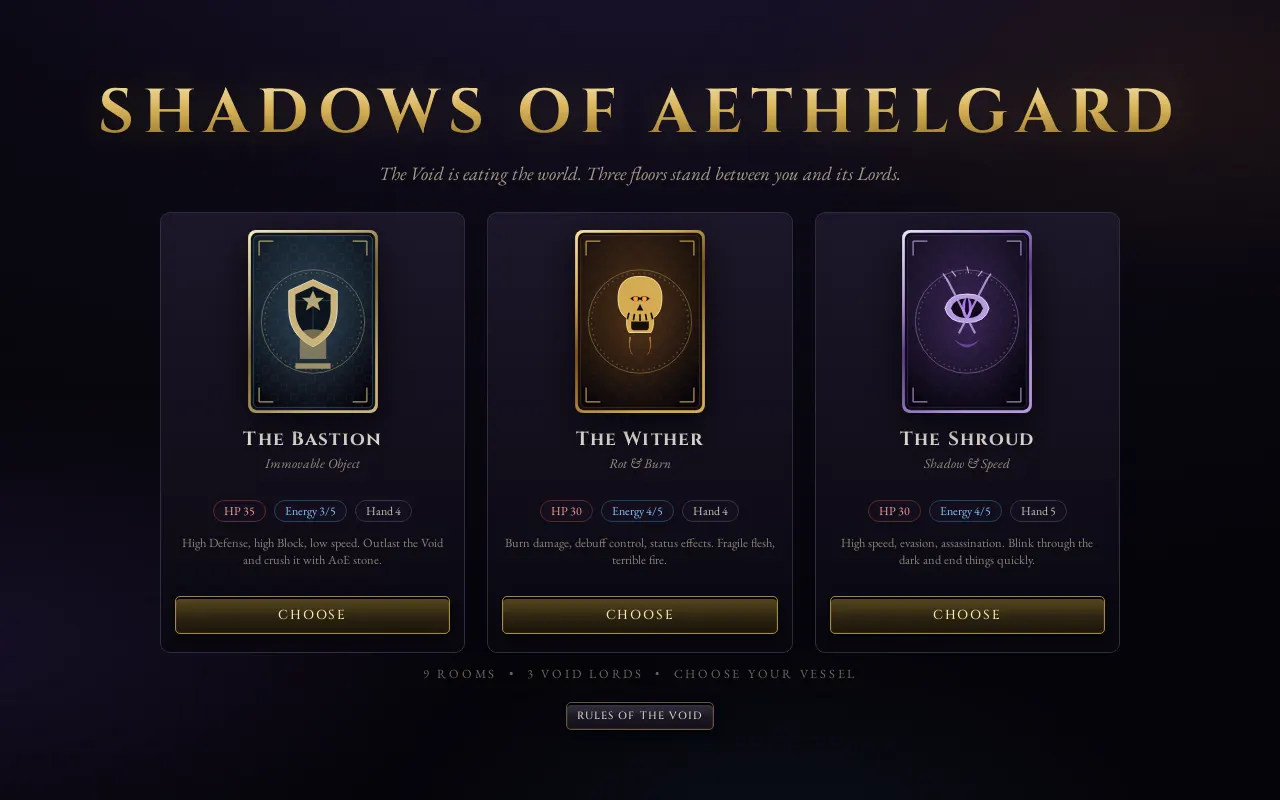 Initial view of Deckbuilder