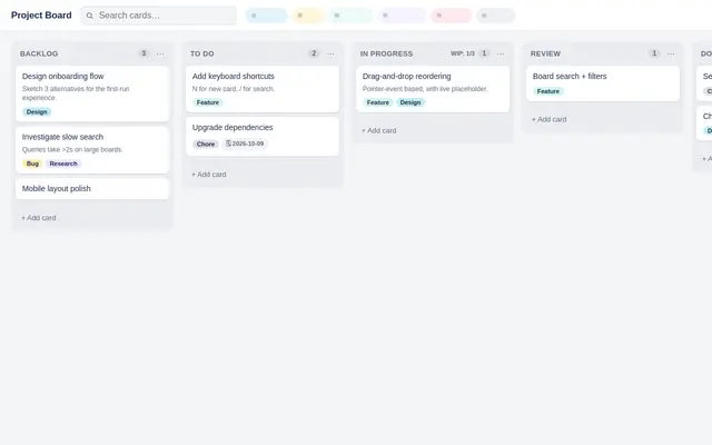 Kanban screenshot