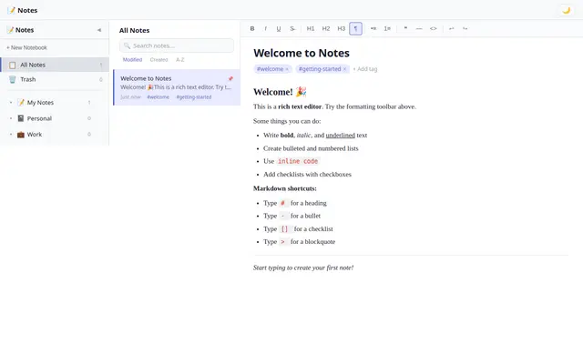 Notes screenshot