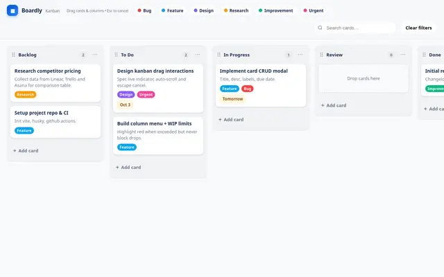 Kanban screenshot