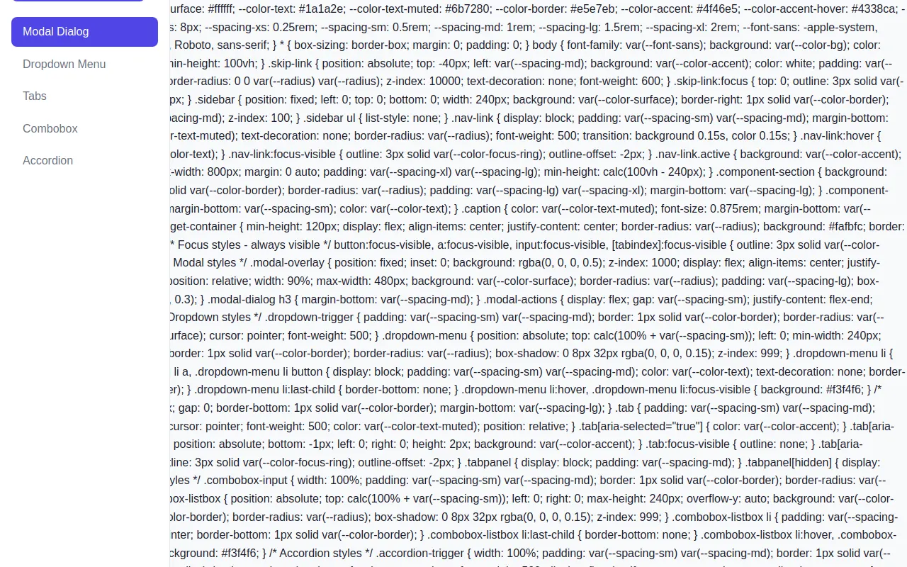 Initial view of Accessible Components