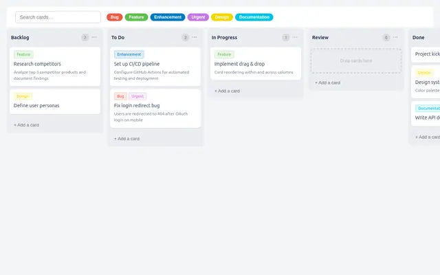 Kanban screenshot