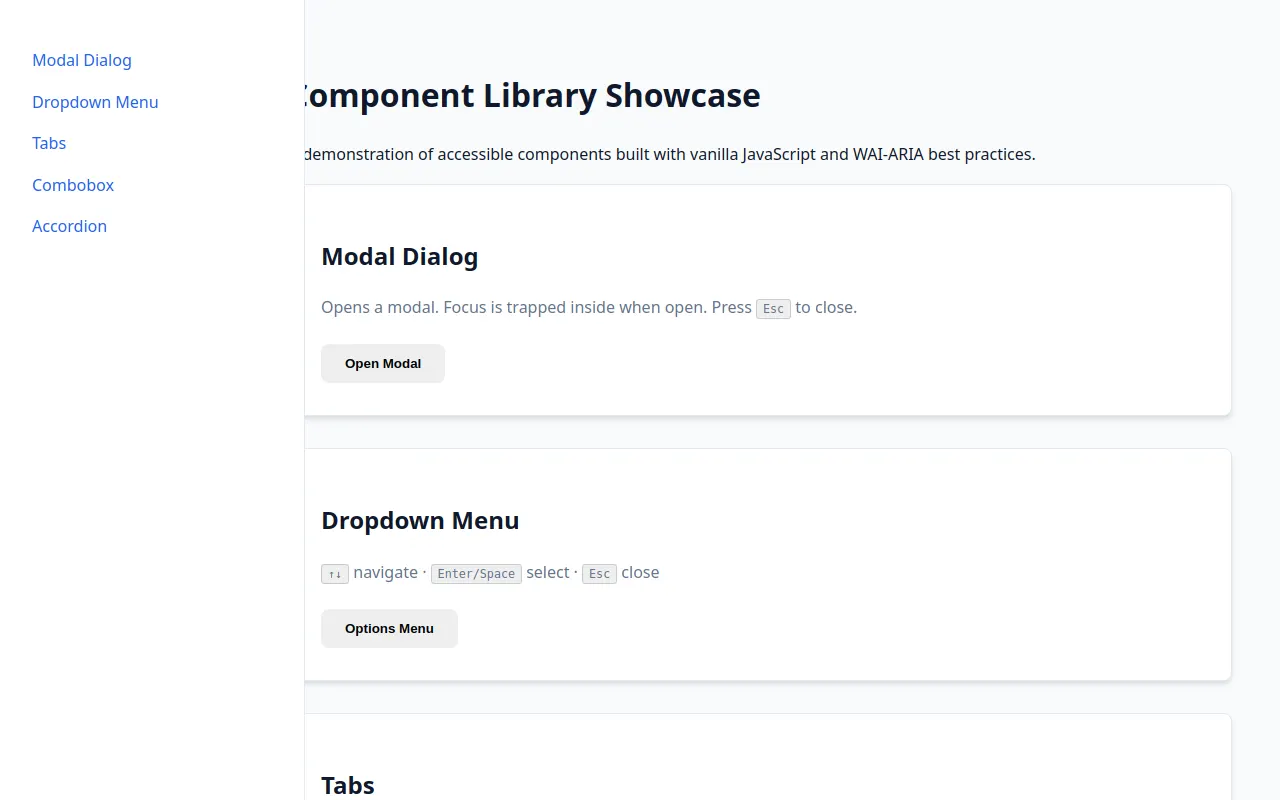 Initial view of Accessible Components