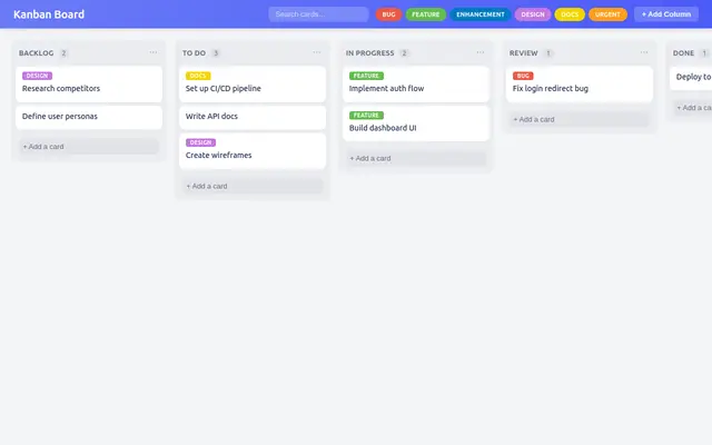 Kanban screenshot