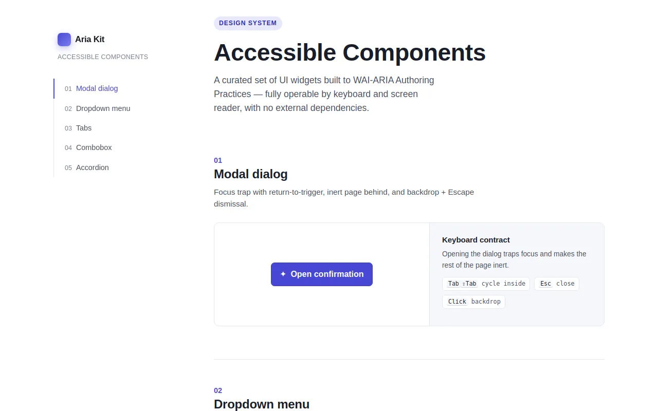 Initial view of Accessible Components