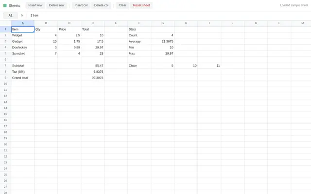 Spreadsheet screenshot