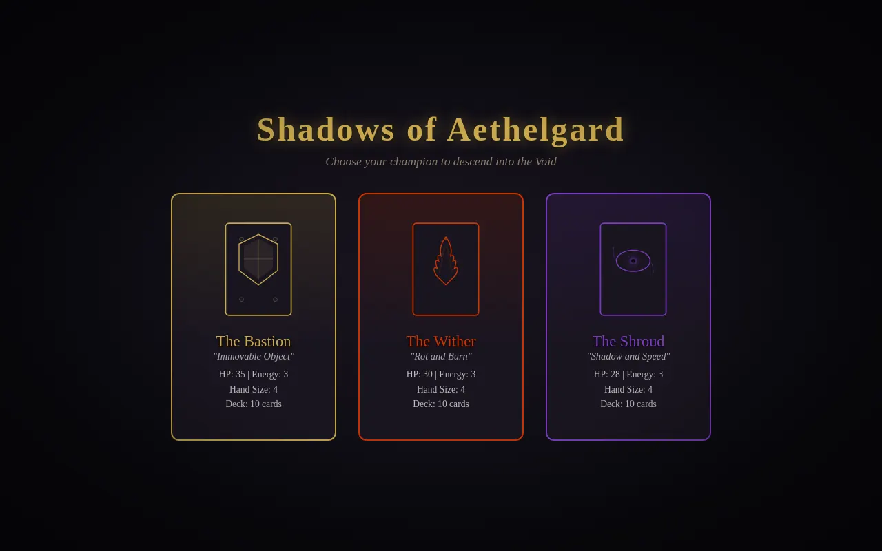 Initial view of Deckbuilder