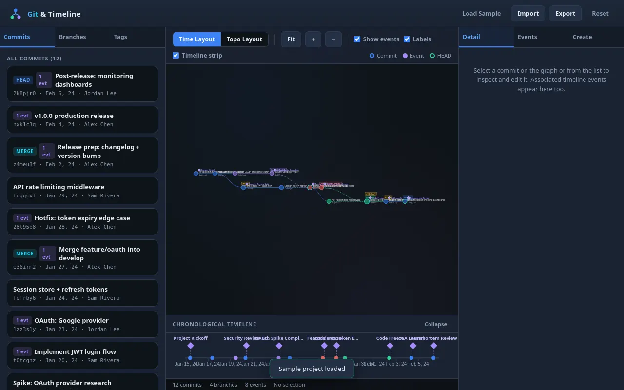 Initial view of Git Explorer