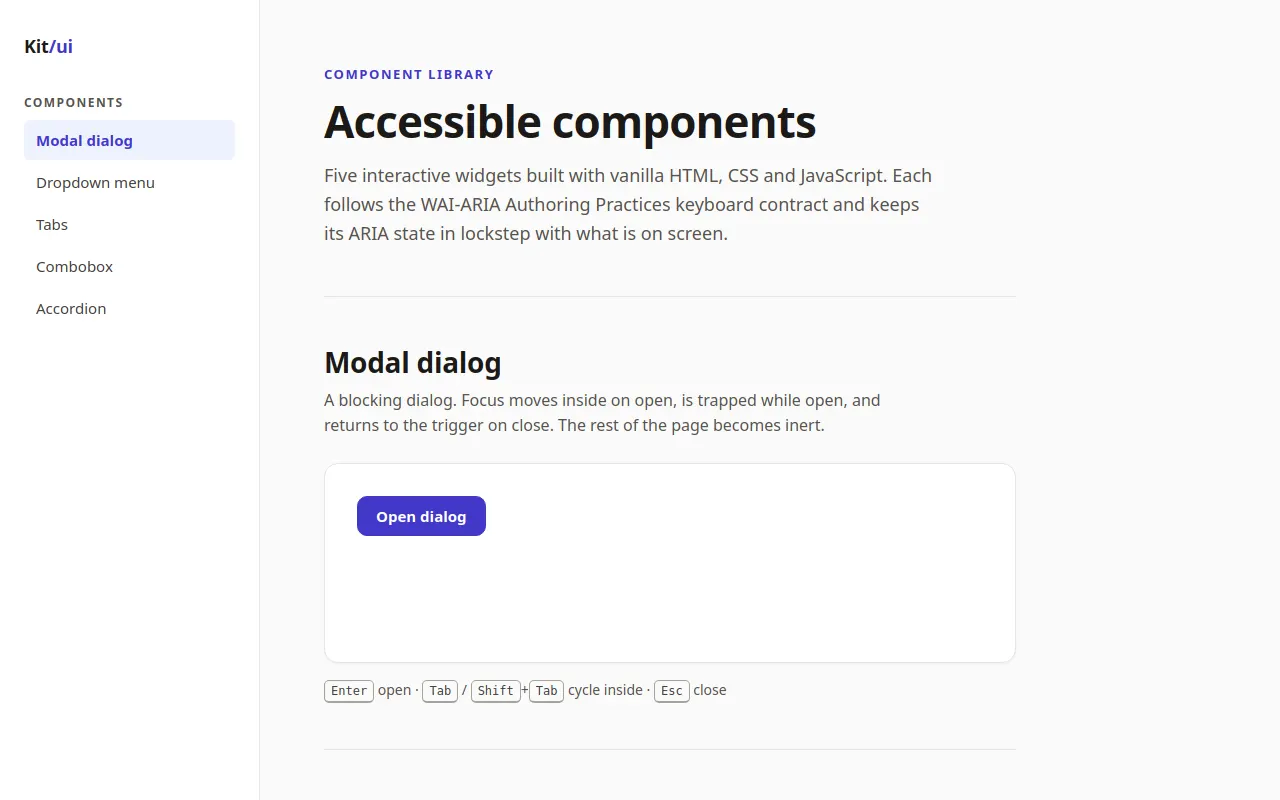 Initial view of Accessible Components