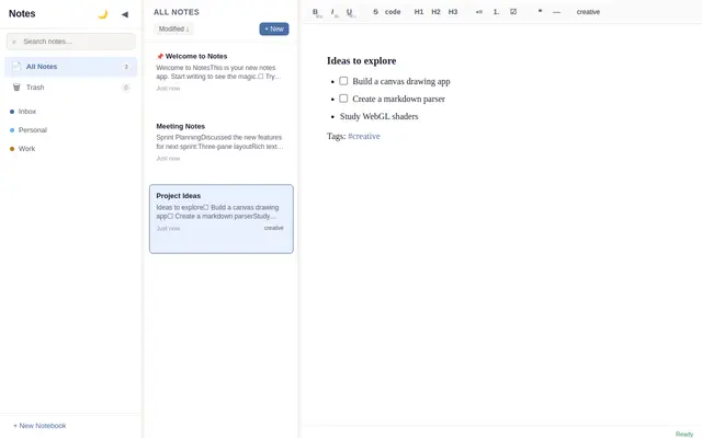 Notes screenshot
