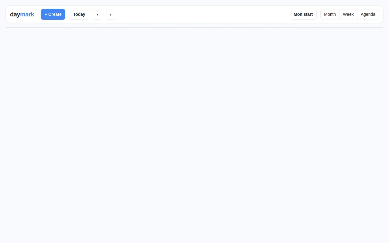 Initial view of Calendar