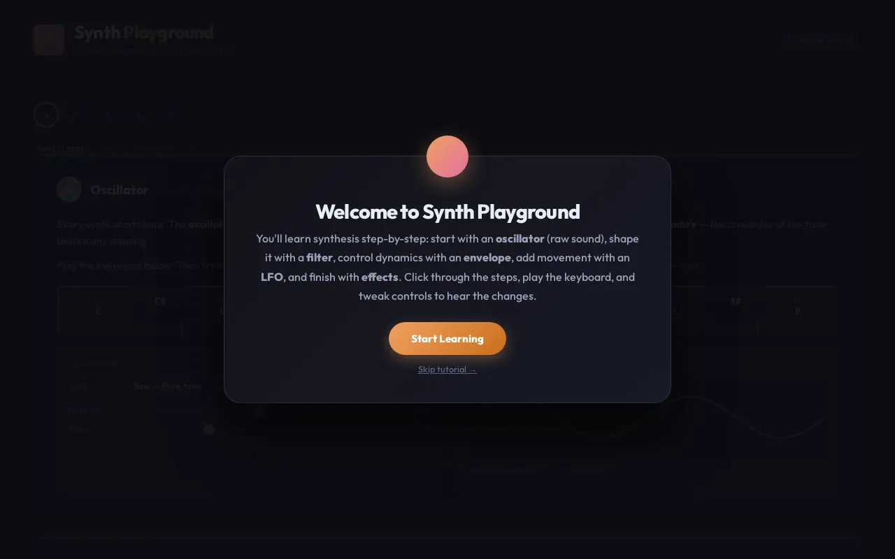 Initial view of TutSynth