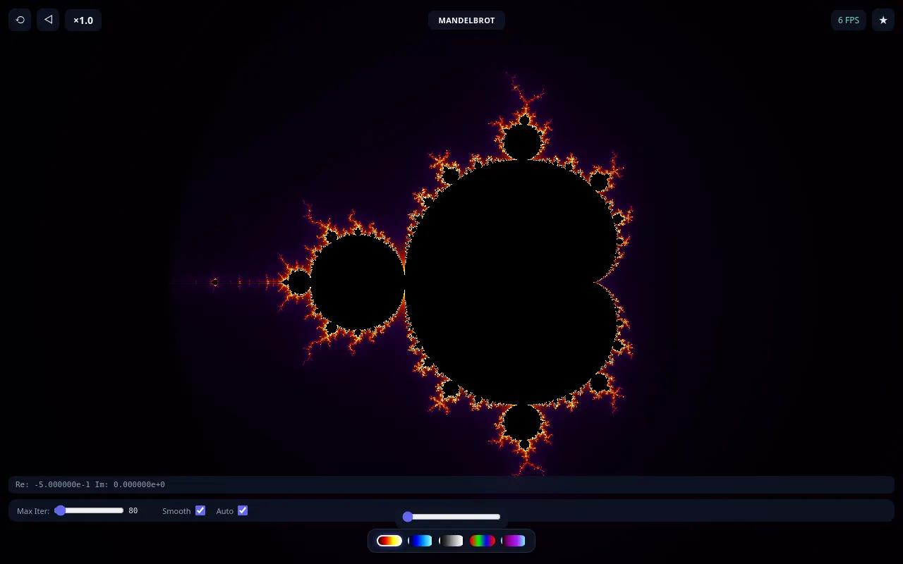 Initial view of Fractal Explorer