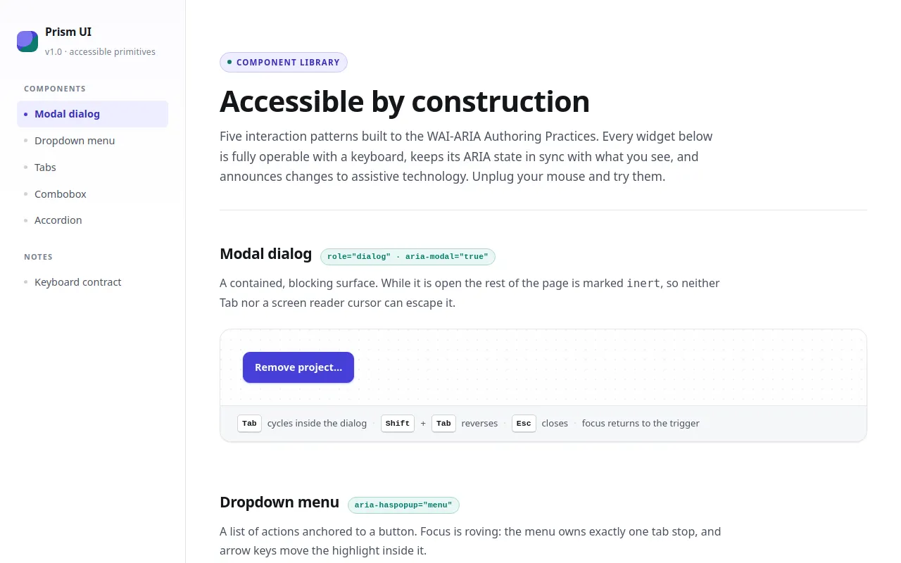 Initial view of Accessible Components