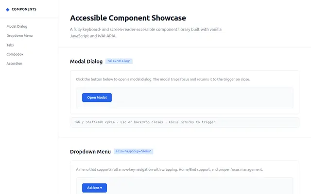 Accessible Components screenshot