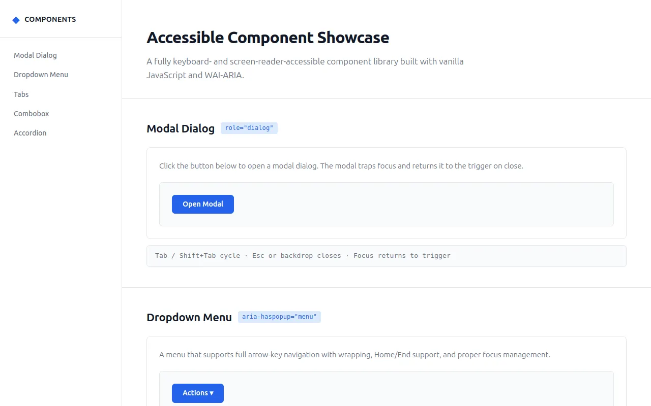 Initial view of Accessible Components