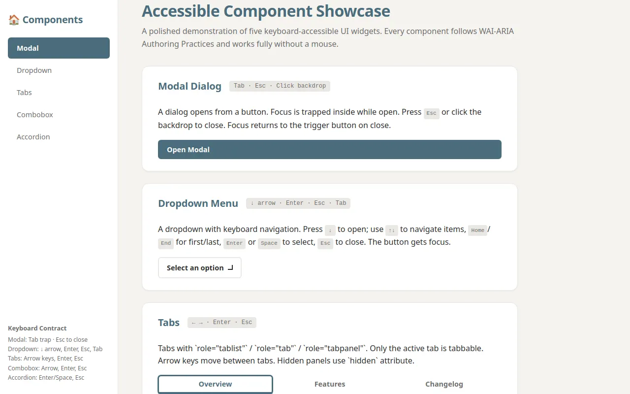 Initial view of Accessible Components