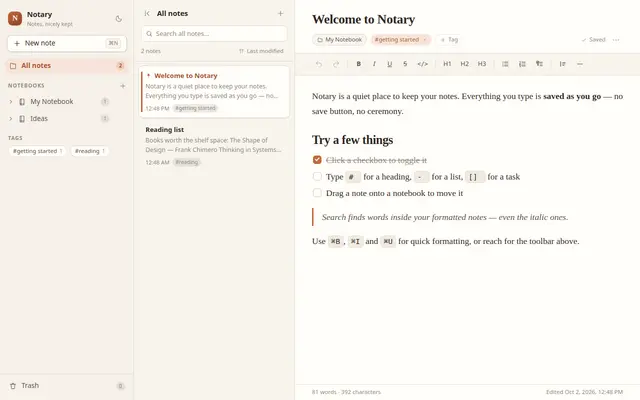 Notes screenshot